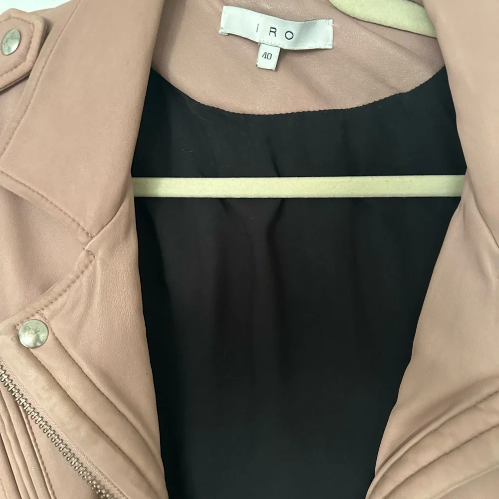 IRO DUSTY PINK MOTORCYCLE LEATHER JACKET-SIZE 40-UNWORN- RETAIL $1250.